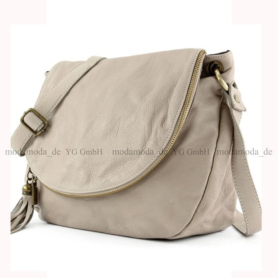 modamoda de - T40 -  ital Schultertasche Umhängetasche Nappaleder