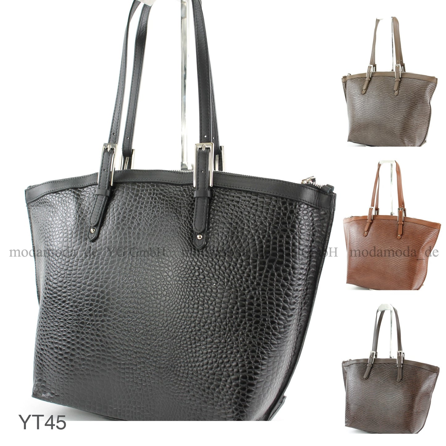 modamoda de - T45 -  ital Schultertasche Echt Leder Damen