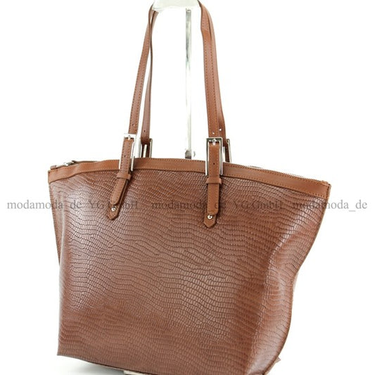 modamoda de - T45 -  ital Schultertasche Echt Leder Damen