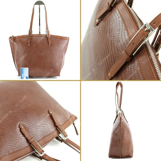 modamoda de - T45 -  ital Schultertasche Echt Leder Damen