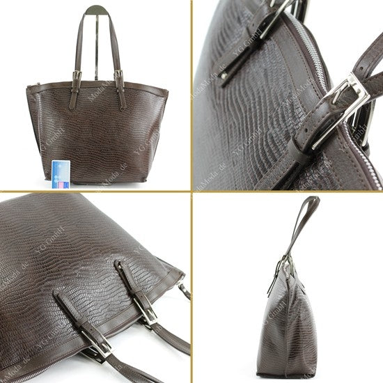 modamoda de - T45 -  ital Schultertasche Echt Leder Damen