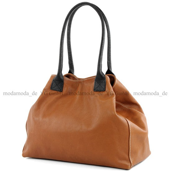 modamoda de - T60 -  ital Damen Schultertasche aus Leder Groß