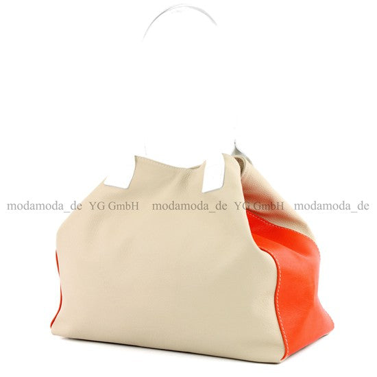 modamoda de - T60 -  ital Damen Schultertasche aus Leder Groß