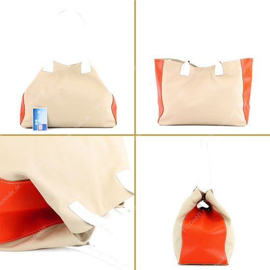 modamoda de - T60 -  ital Damen Schultertasche aus Leder Groß