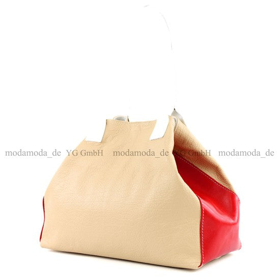 modamoda de - T60 -  ital Damen Schultertasche aus Leder Groß