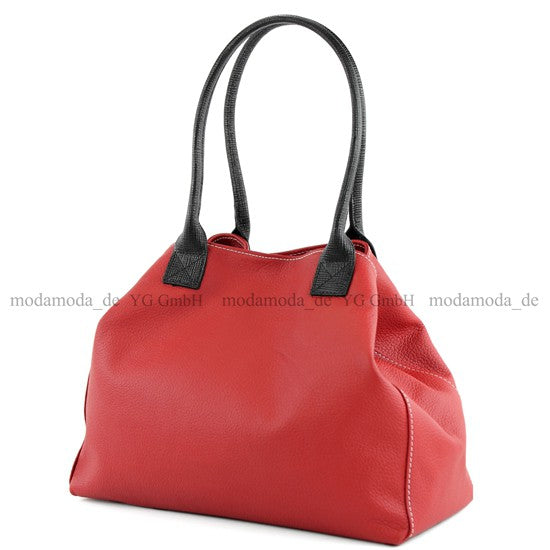 modamoda de - T60 -  ital Damen Schultertasche aus Leder Groß