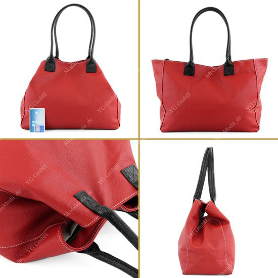 modamoda de - T60 -  ital Damen Schultertasche aus Leder Groß
