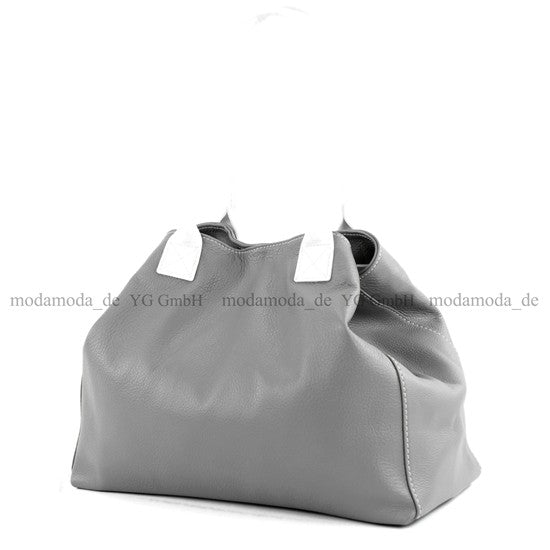 modamoda de - T60 -  ital Damen Schultertasche aus Leder Groß