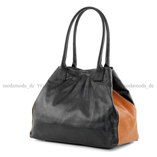 modamoda de - T60 -  ital Damen Schultertasche aus Leder Groß