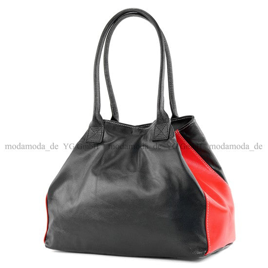 modamoda de - T60 -  ital Damen Schultertasche aus Leder Groß