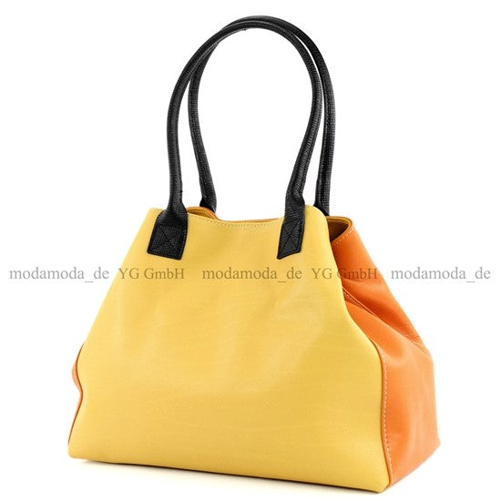 modamoda de - T60 -  ital Damen Schultertasche aus Leder Groß