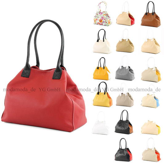 modamoda de - T60 -  ital Damen Schultertasche aus Leder Groß