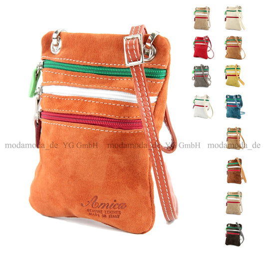 modamoda de – T64 -  ital Schultertasche aus Echt Wildleder