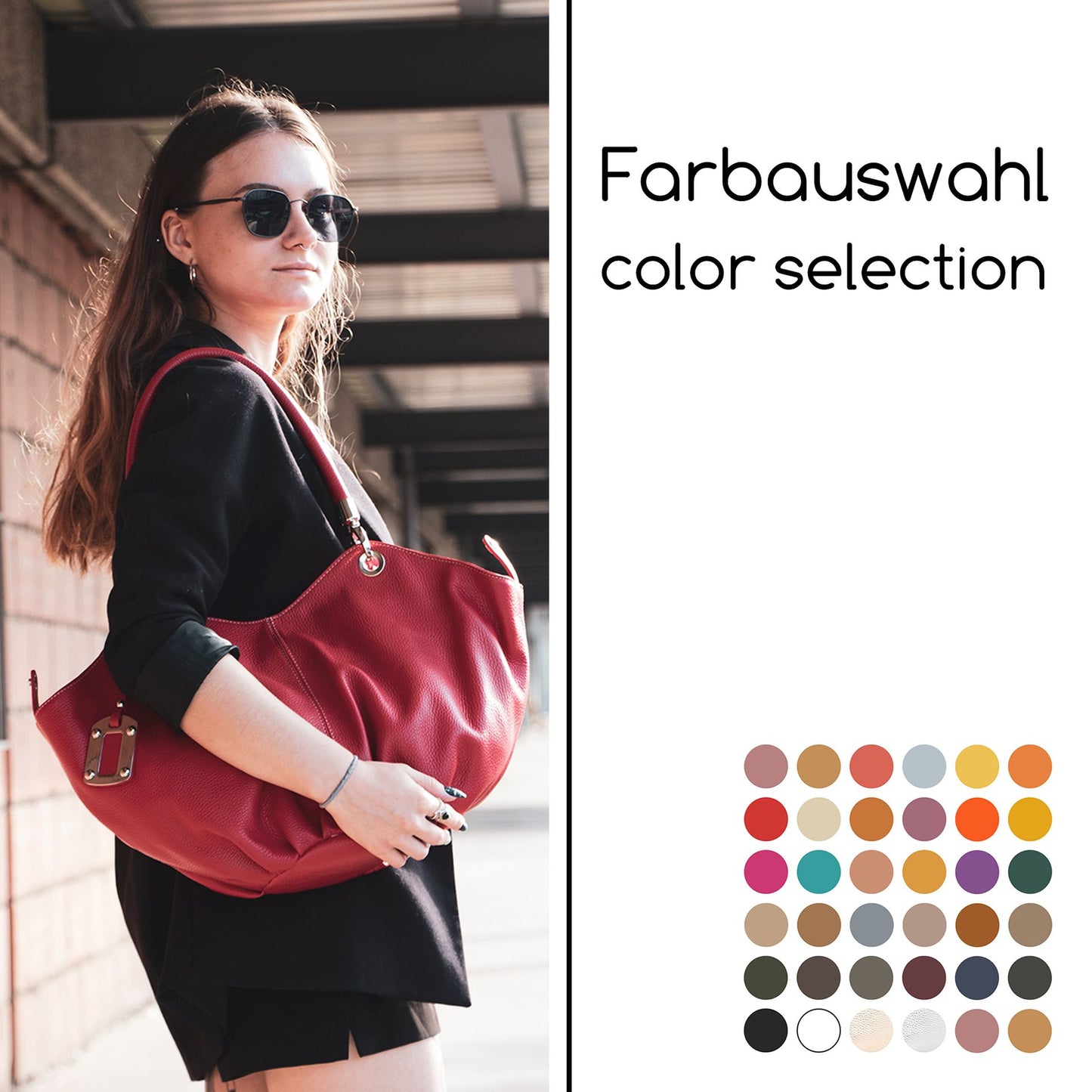 modamoda de 228 Damen Leder Schultertasche Hobo bag handmade in Italy