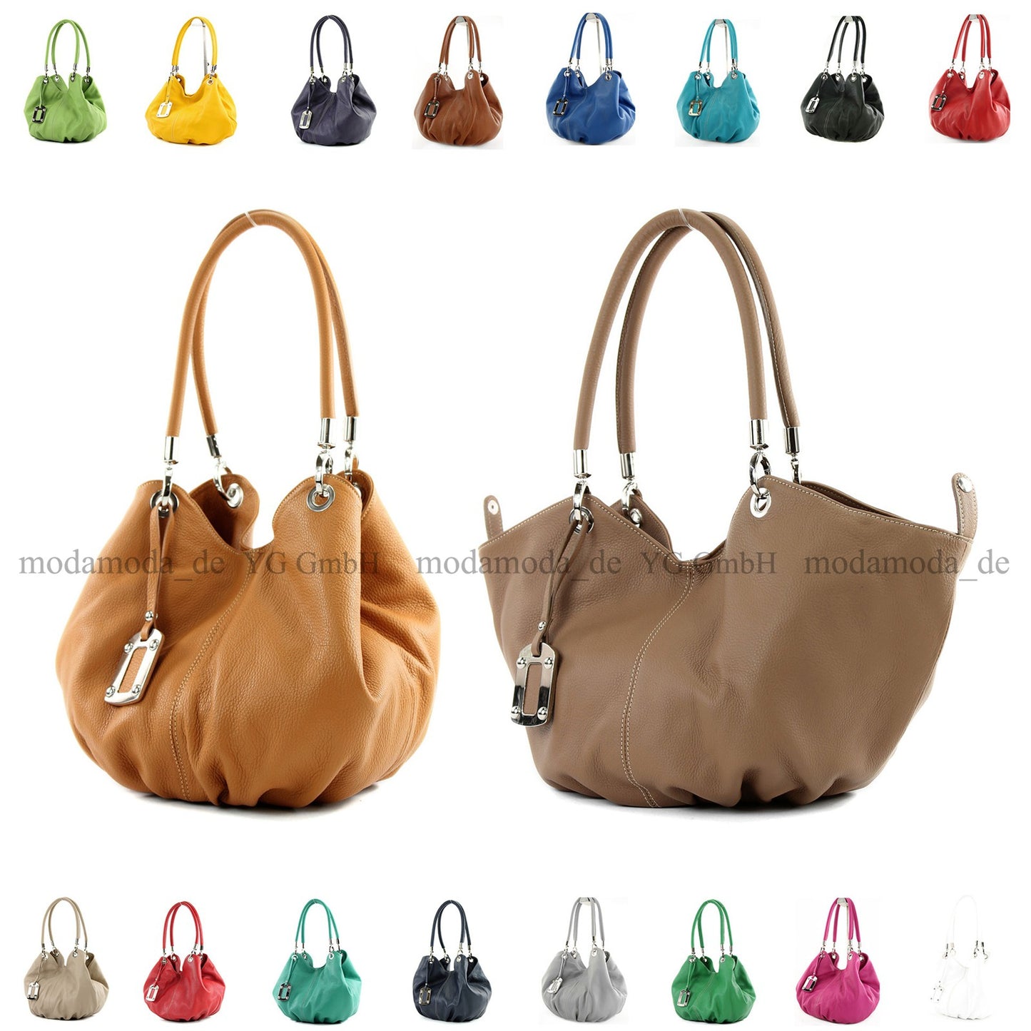 modamoda de 228 Damen Leder Schultertasche Hobo bag handmade in Italy