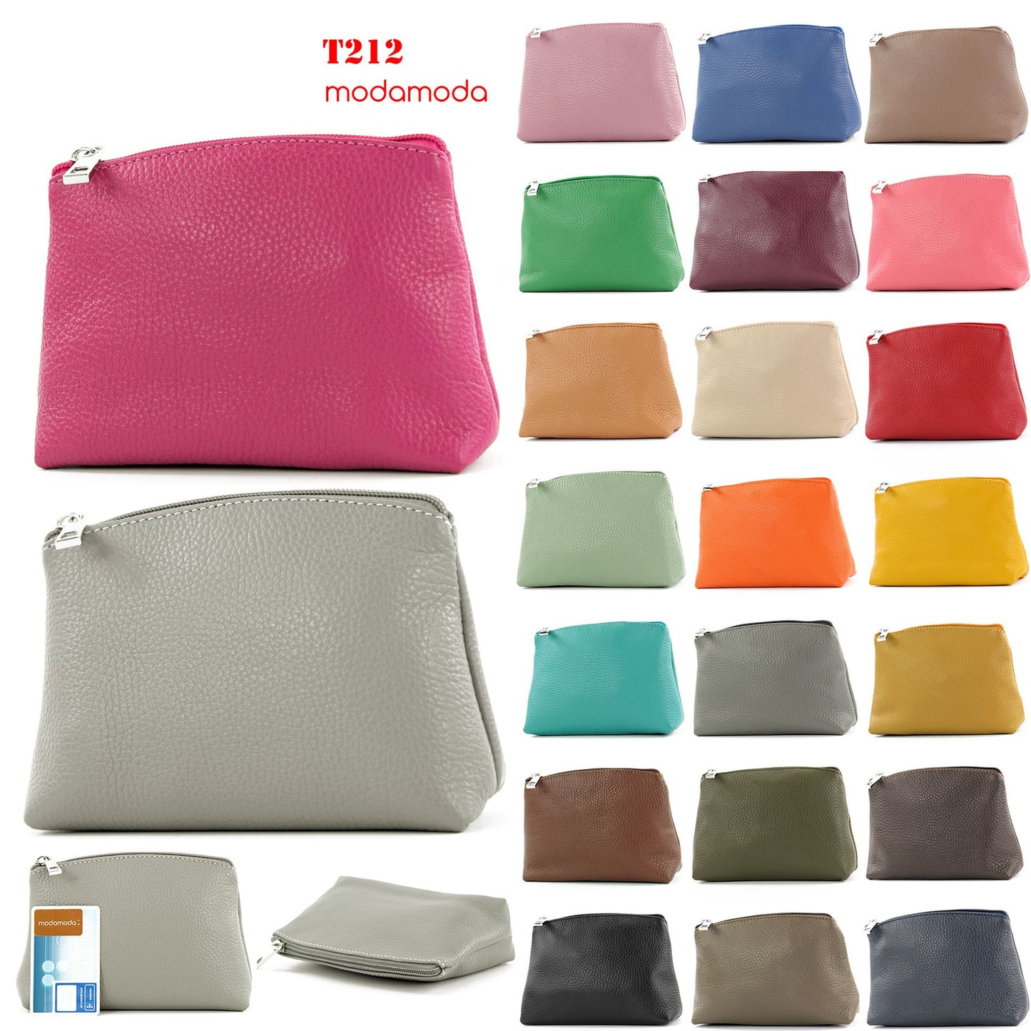 modamoda de - T212 - ital. Leder Kosmetiktäschchen Reiseetui Small