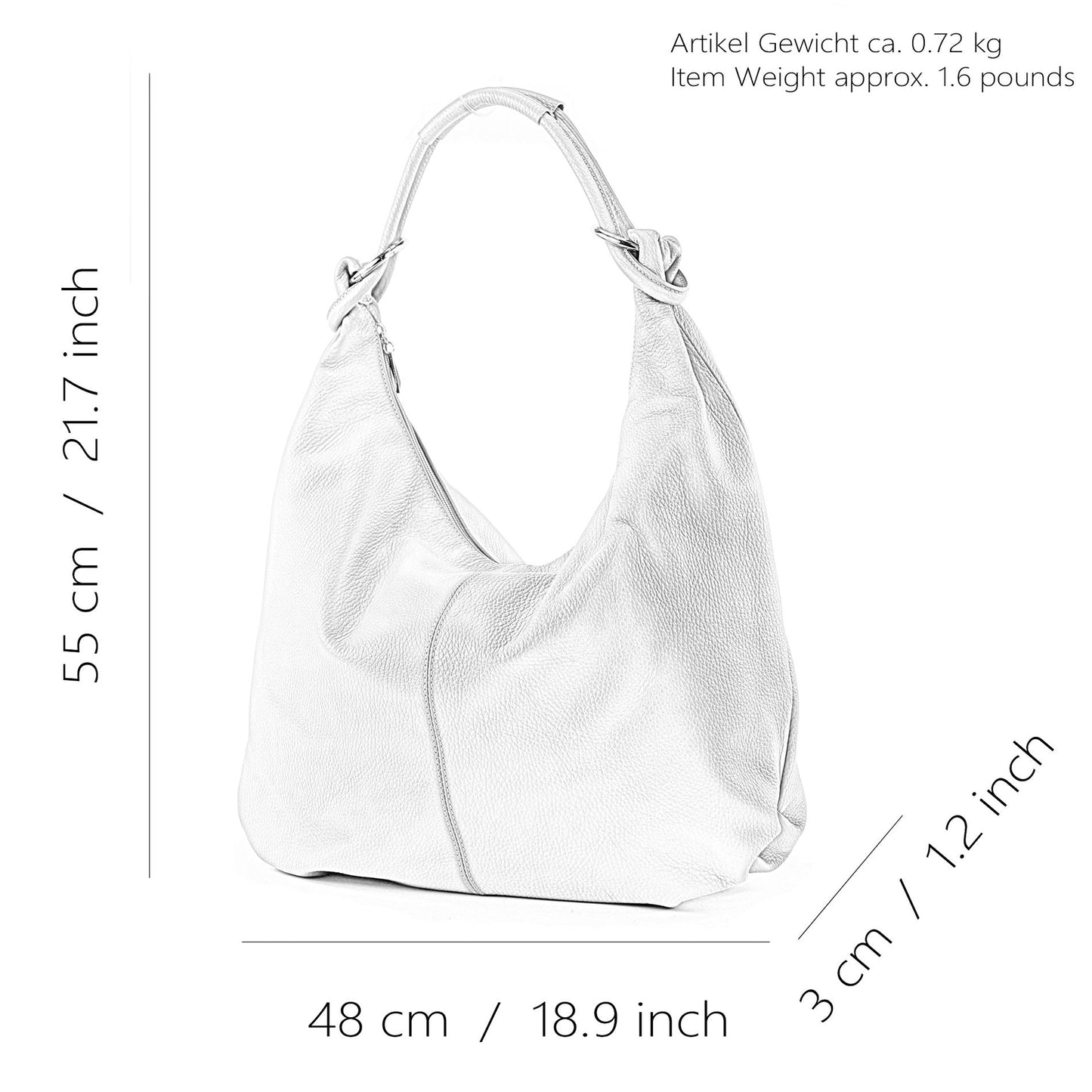 modamoda de 337 Damen Leder Schultertasche Shopper Large handmade in Italy