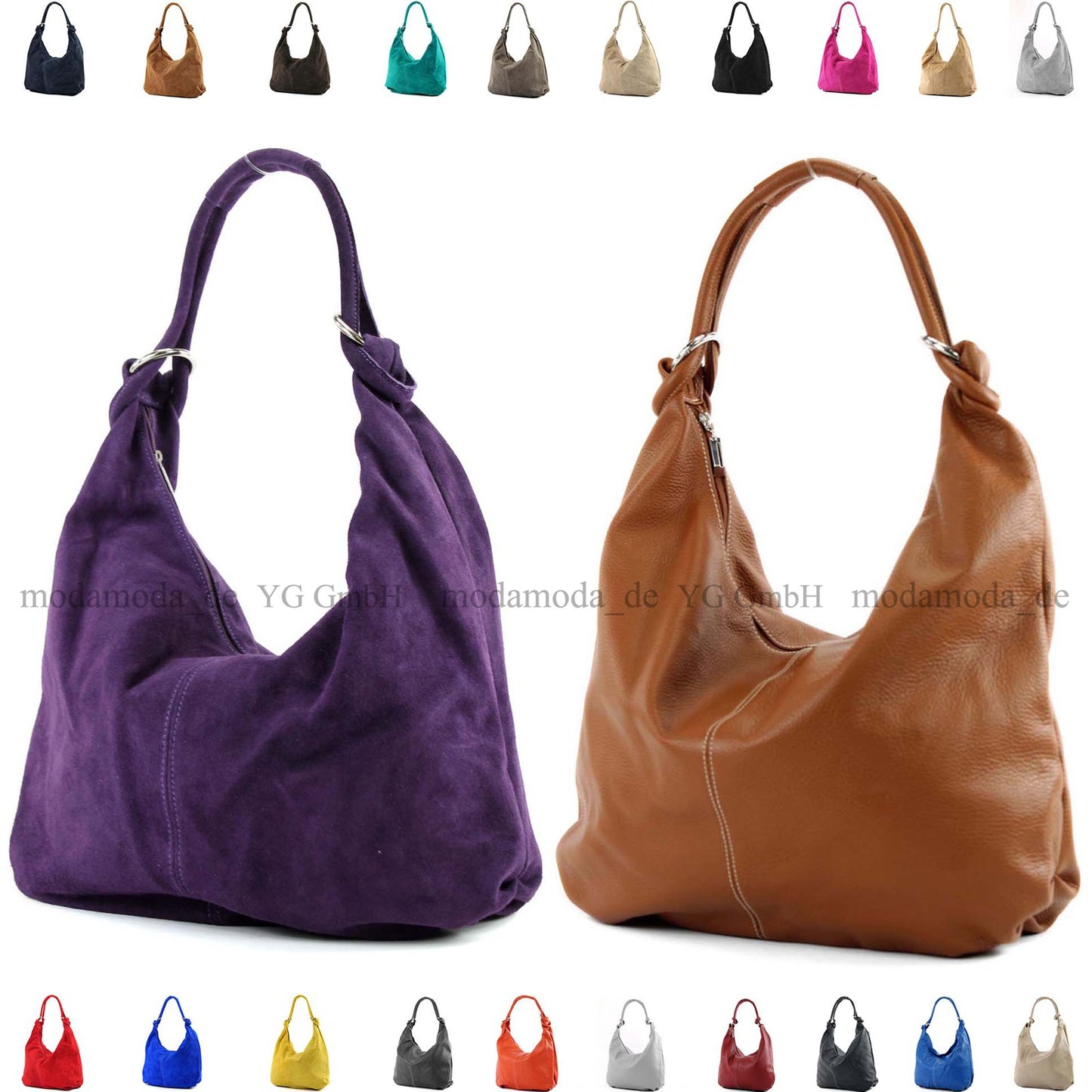 modamoda de 337 Damen Leder Schultertasche Shopper Large handmade in Italy