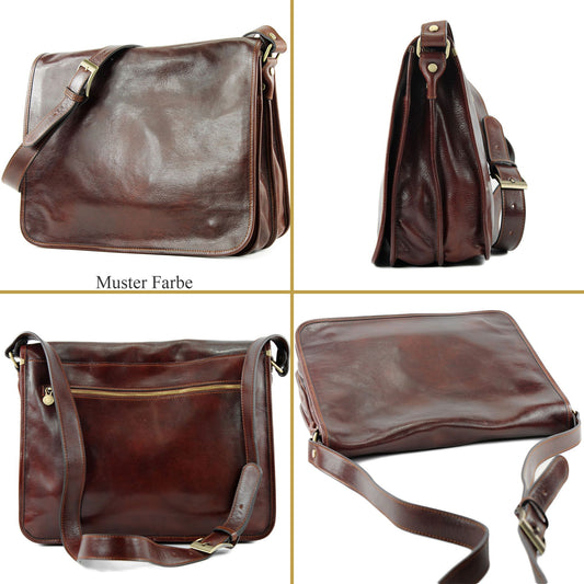 modamoda de A001 3 Größen Herren Unisex Leder Umhängetasche Messenger Bag handmade in Italy