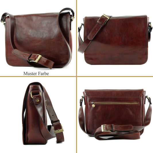 modamoda de A001 3 Größen Herren Unisex Leder Umhängetasche Messenger Bag handmade in Italy