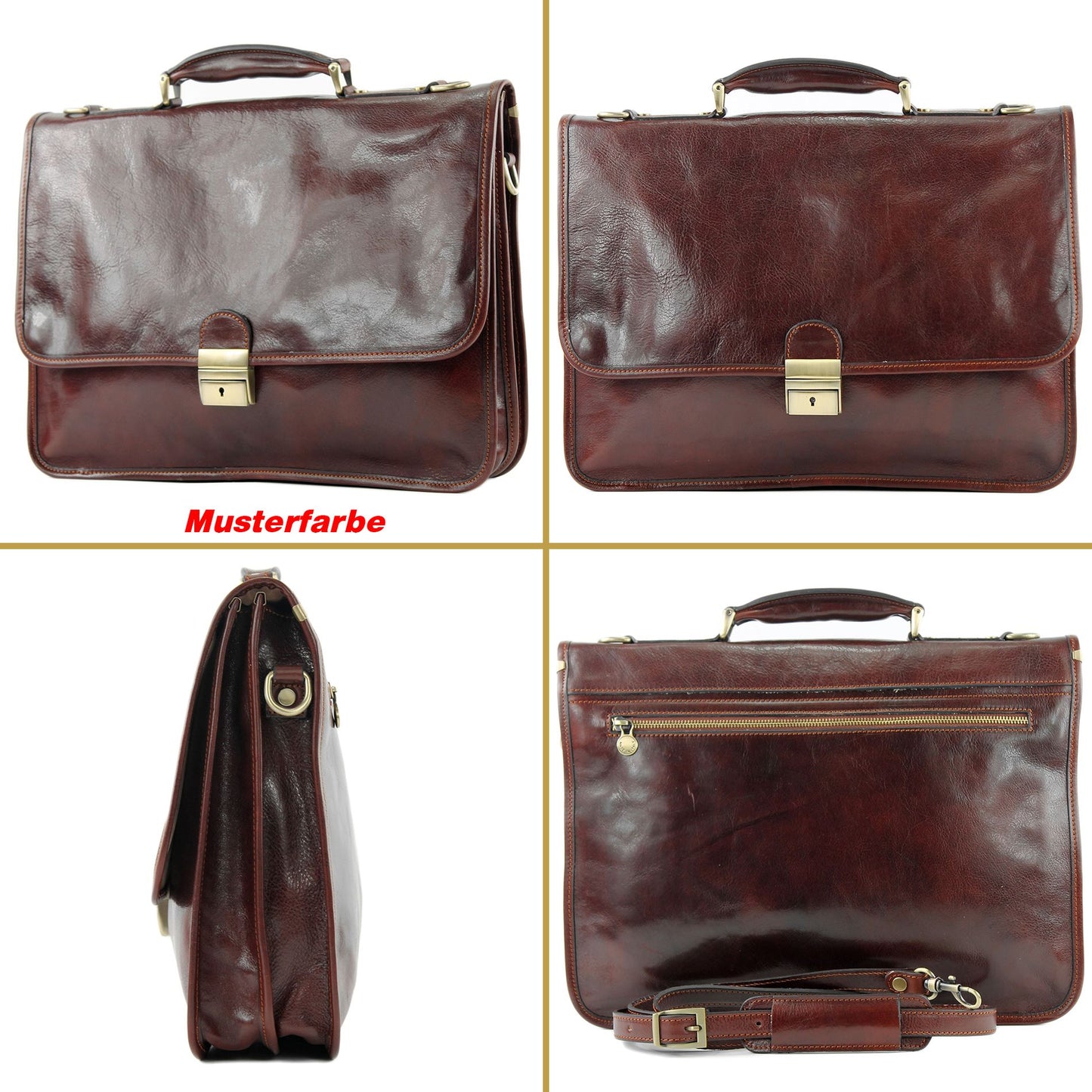 modamoda de - A002 - ital. Business Laptop Akten Tasche Leder