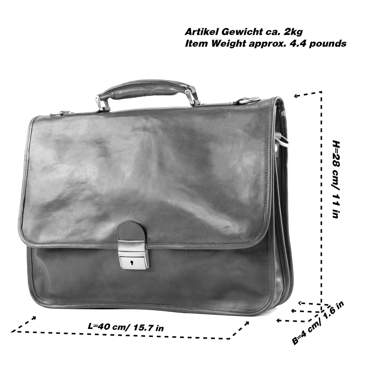 modamoda de - A002 - ital. Business Laptop Akten Tasche Leder