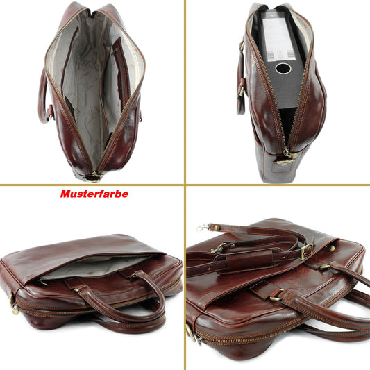 modamoda de A004 Herren Unisex Leder Reisetasche Laptop Aktentasche DIN A4 handmade in Italy