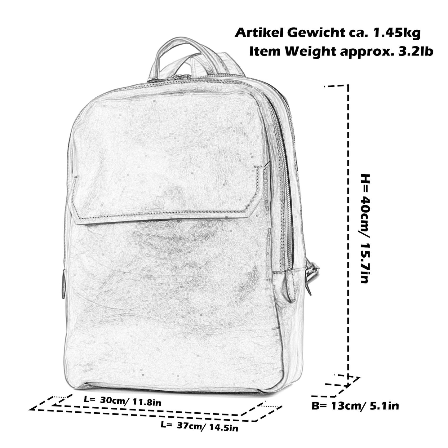 modamoda de - A012 - ital. Laptop Herren Rucksack aus Leder