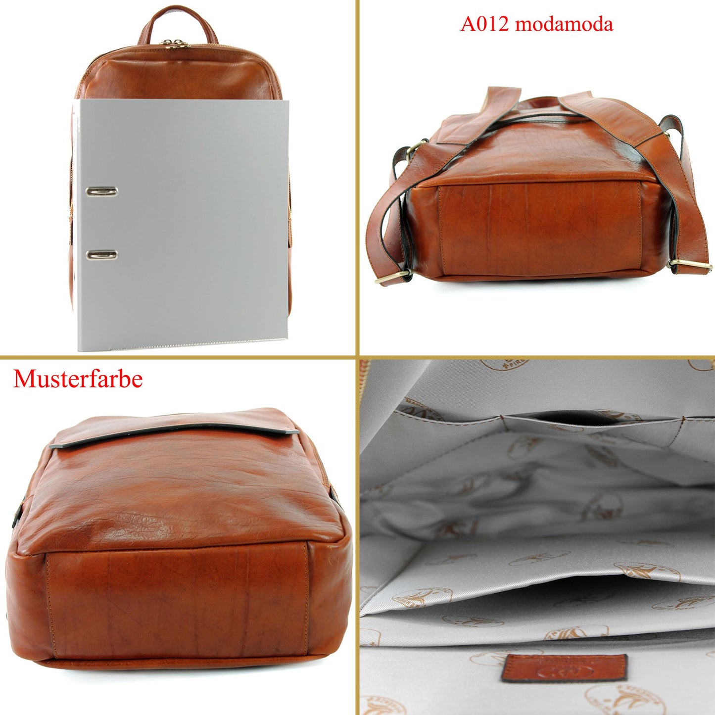 modamoda de - A012 - ital. Laptop Herren Rucksack aus Leder