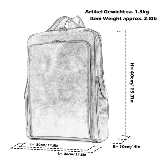 modamoda de - A013 - ital. Laptop Herren Rucksack aus Leder