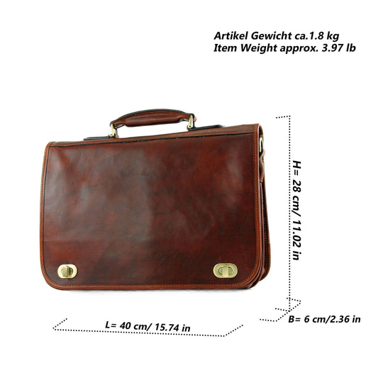 modamoda de - A014 - ital. Business Laptop Akten Tasche Leder