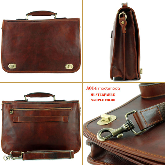 modamoda de - A014 - ital. Business Laptop Akten Tasche Leder