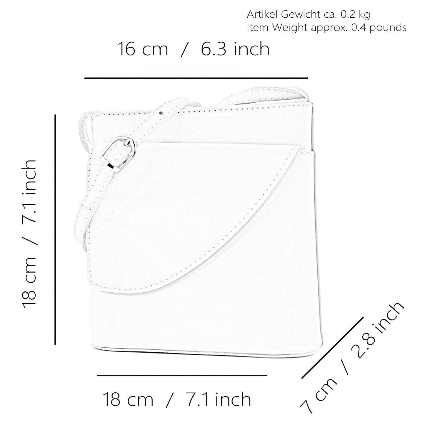 modamoda de - D17- ital Kleine Umhängetasche aus Leder