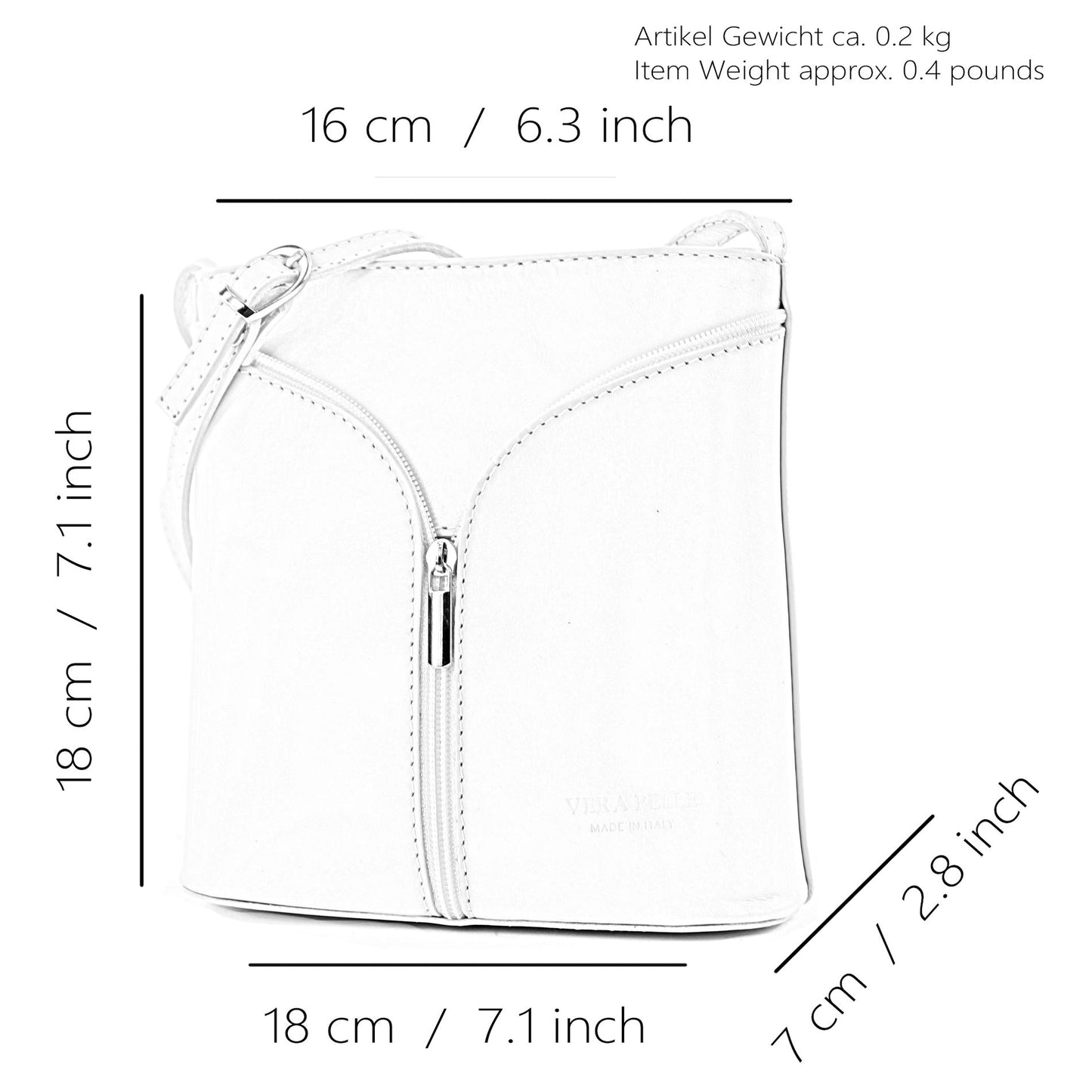 modamoda de - D19 - ital Kleine Umhängetasche aus Leder