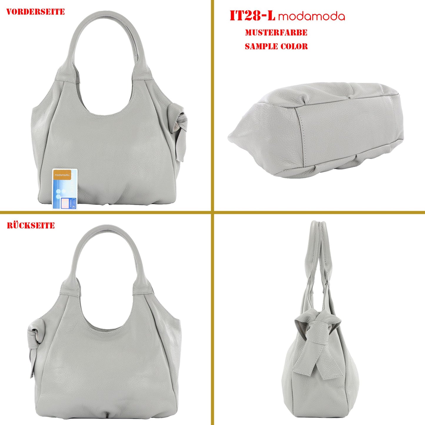 modamoda de - IT28 - ital Damen Schultertasche aus Leder