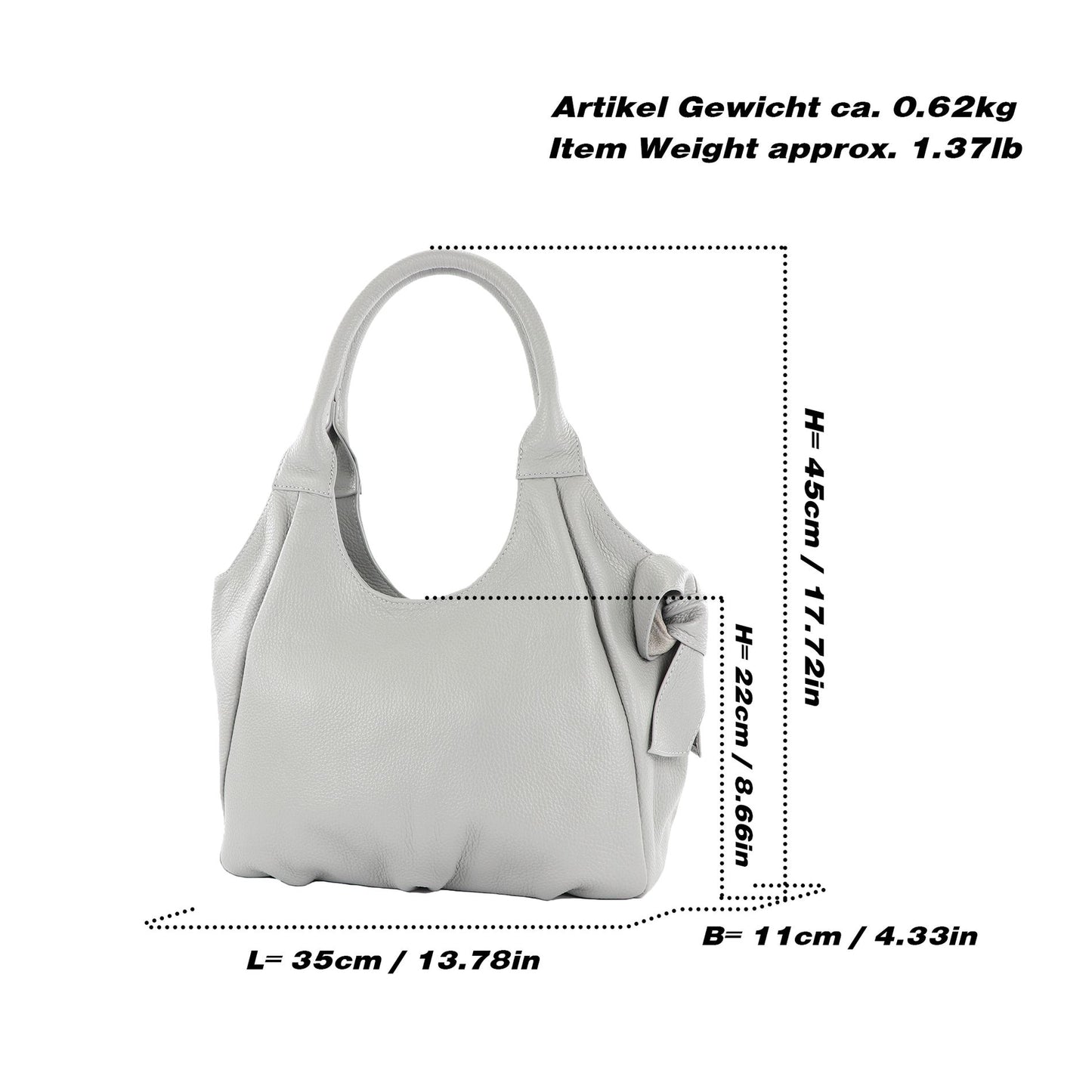 modamoda de - IT28 - ital Damen Schultertasche aus Leder