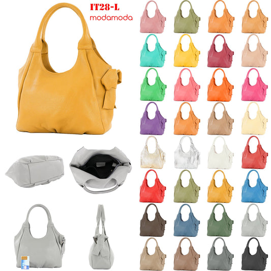 modamoda de - IT28 - ital Damen Schultertasche aus Leder