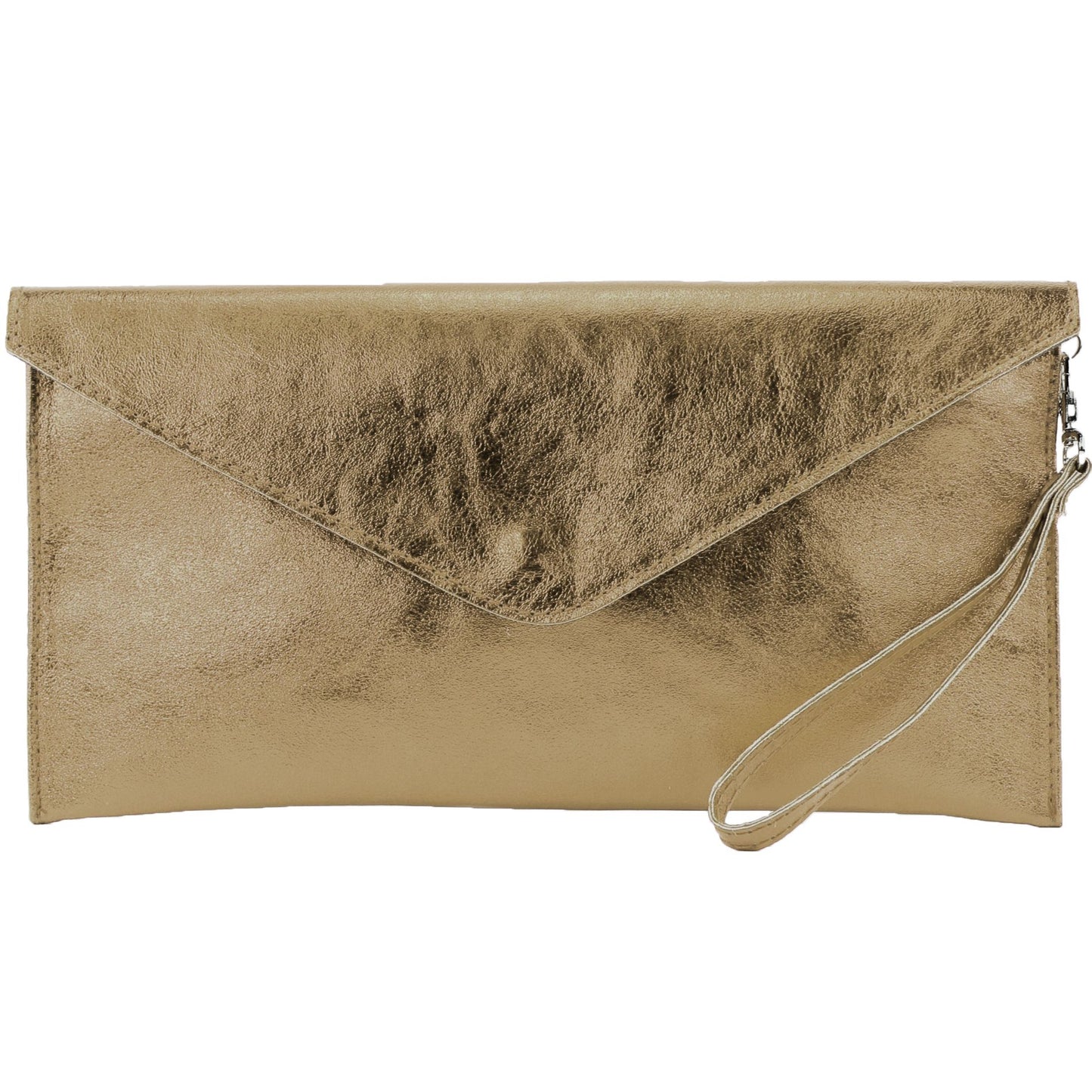 modamoda de - M106-151 - ital. Clutch Handgelenktasche Leder Metallic