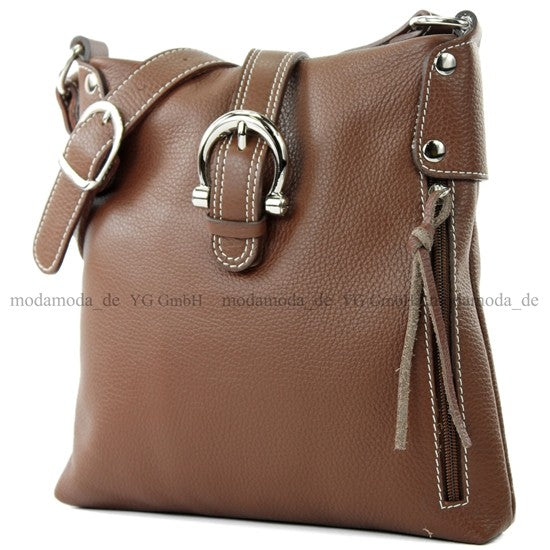 modamoda de -T04 - ital Umhängetasche Schultertasche aus Leder