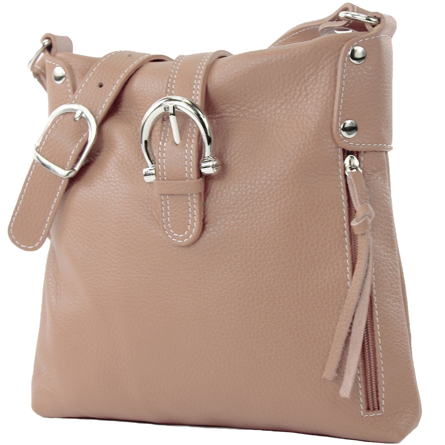 modamoda de -T04 - ital Umhängetasche Schultertasche aus Leder