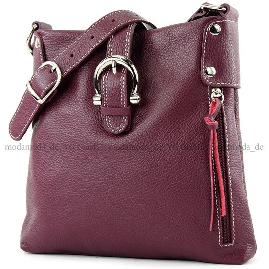 modamoda de -T04 - ital Umhängetasche Schultertasche aus Leder