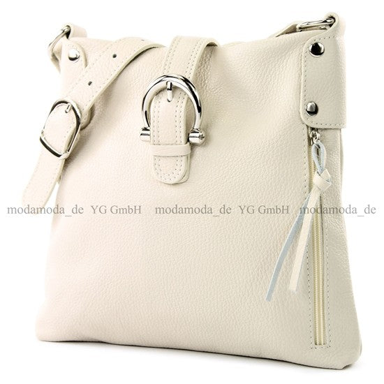 modamoda de -T04 - ital Umhängetasche Schultertasche aus Leder