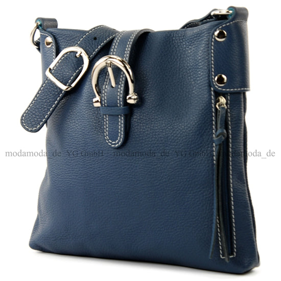 modamoda de -T04 - ital Umhängetasche Schultertasche aus Leder
