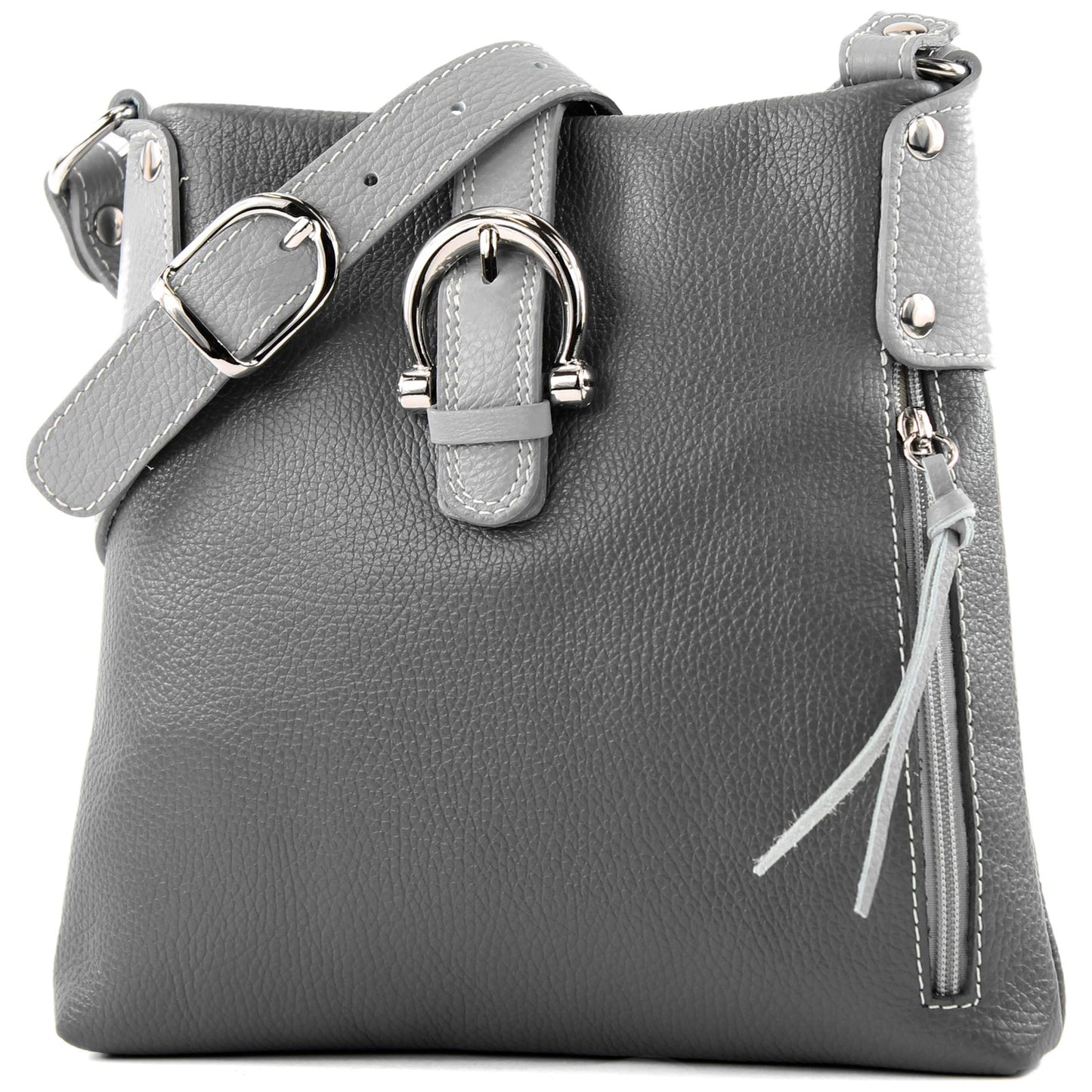 modamoda de -T04 - ital Umhängetasche Schultertasche aus Leder