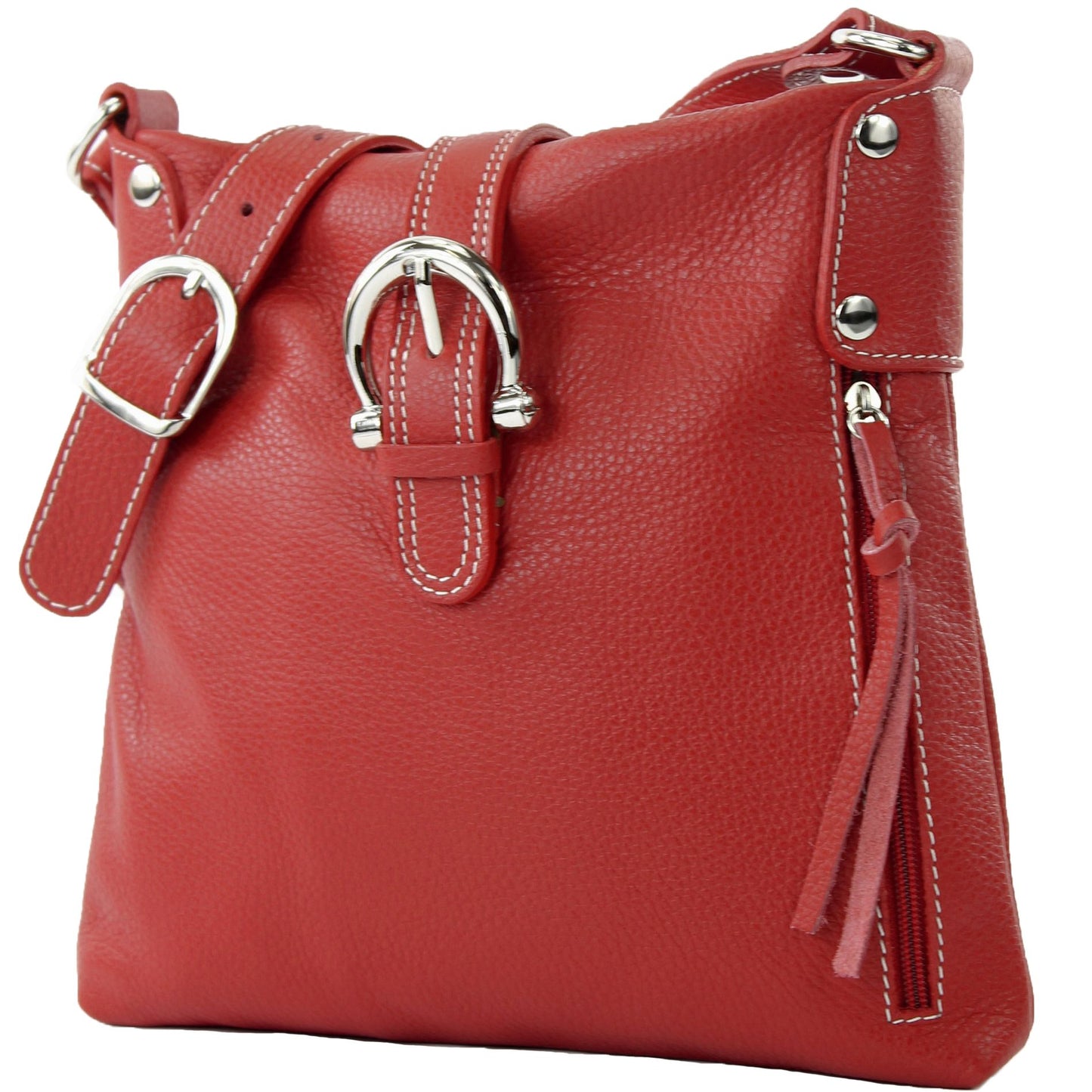 modamoda de -T04 - ital Umhängetasche Schultertasche aus Leder