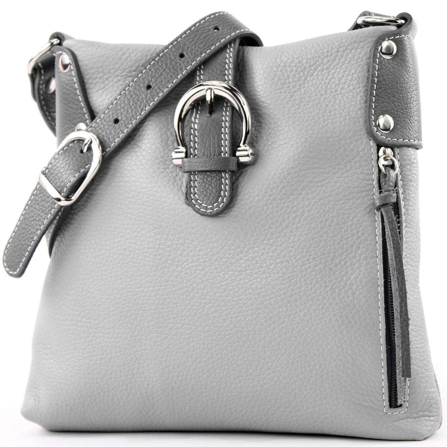 modamoda de -T04 - ital Umhängetasche Schultertasche aus Leder