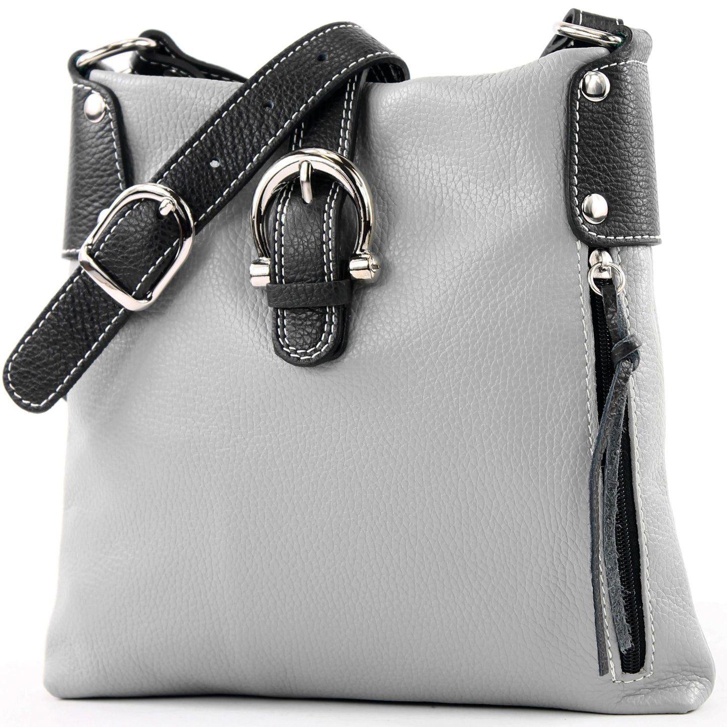 modamoda de -T04 - ital Umhängetasche Schultertasche aus Leder