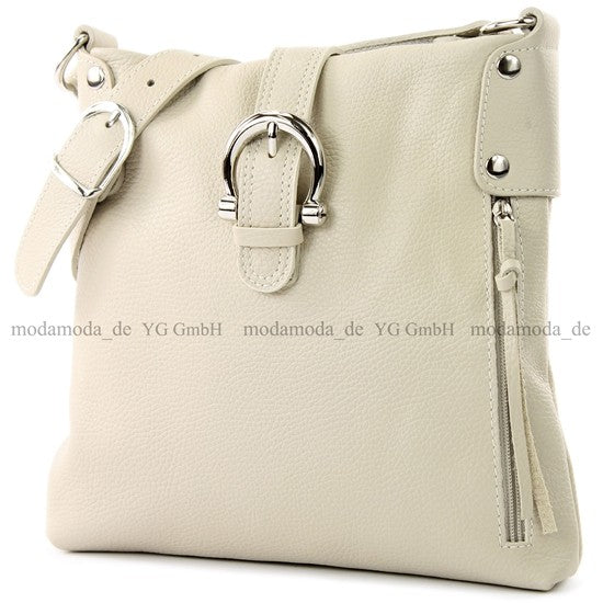 modamoda de -T04 - ital Umhängetasche Schultertasche aus Leder