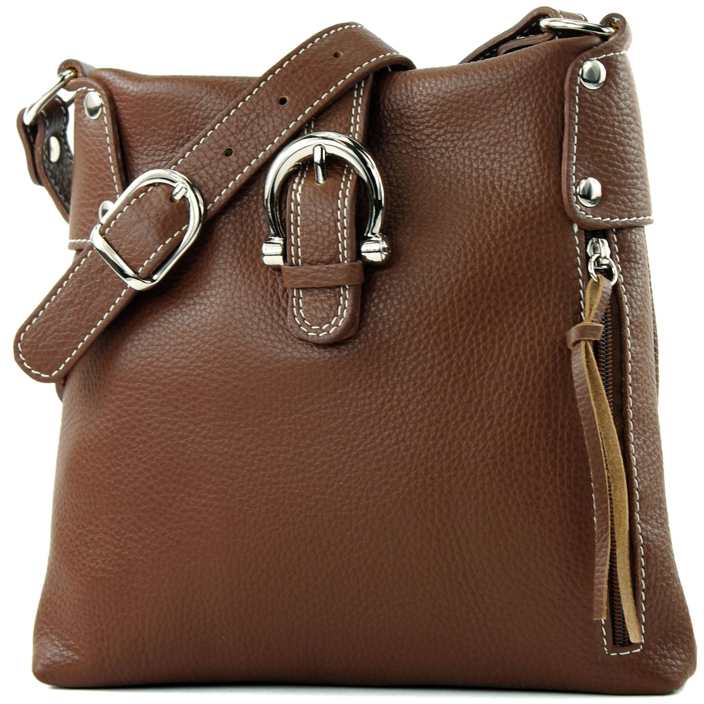 modamoda de -T04 - ital Umhängetasche Schultertasche aus Leder