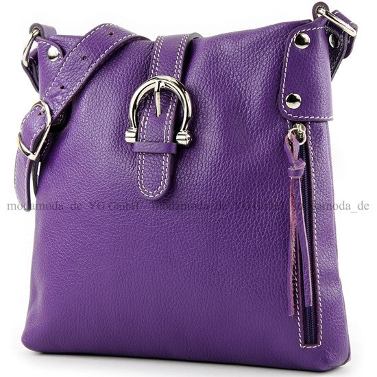 modamoda de -T04 - ital Umhängetasche Schultertasche aus Leder